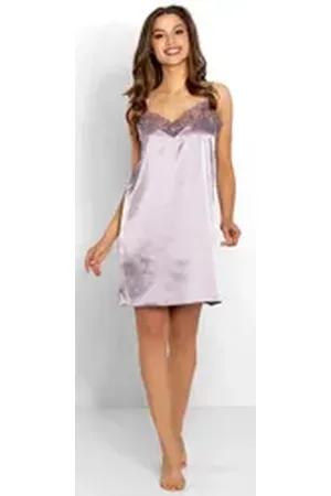 Momenti Per Me Negligé ärmellos, eleganter Satin-Look, mit schöner Spitze lila L