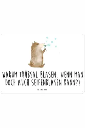 Mr. & Mrs. Panda Metallschild Bär Seifenblasen DIN A4 - Weiß - Geschenk, Seifenblasen Bär Lustig Se, (1 St), Verschiedene Größen weiß DIN A4 | 29.7 cm x 14.6 cm x 21 cm