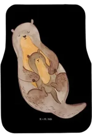Mr. & Mrs. Panda Fußmatte Otter Kind - Schwarz - Geschenk, Fahrer, Otter Seeotter See Otter, Fa, Höhe: 63 mm schwarz