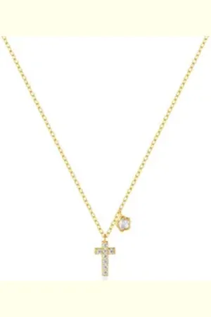 Karma Silberkette Halskette Kreuz Gold vergoldet Damen Kette Silber925 (Zirkonia, Silberhalskette modern), Damenhalskette modern goldfarben