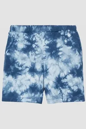 QS by s.Oliver Leggings Loose-Fit-Bermuda in Batikoptik blau 104