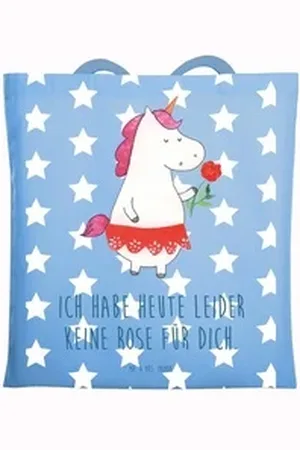 Mr. & Mrs. Panda Tragetasche Einhorn Dame - Sky Blue - Geschenk, Unicorn, Schultertasche, Laptopta (1-tlg), Kreative Designs blau