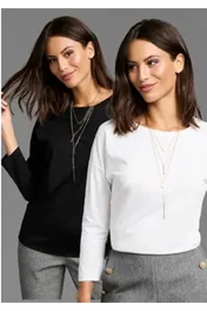 Laura Scott 3/4-Arm-Shirt (2-er Pack) mit lockerer Passform schwarz|weiß 32/34