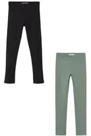NAME IT Leggings Leggings 2er-Set Regular Fit weich bequem Basic (3-tlg) NKFDAVINA SOLID SWE LEGGING BRU N NOOS beige|grün|schwarz 110