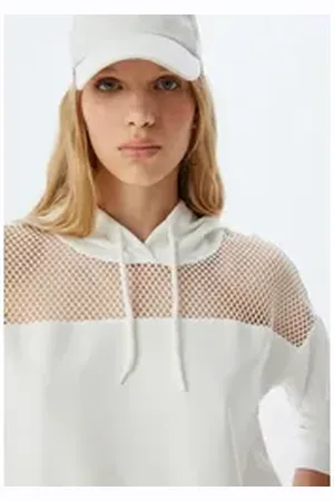 Koton Kapuzensweatshirt Kapuzenkragen Mit Netz weiß XL