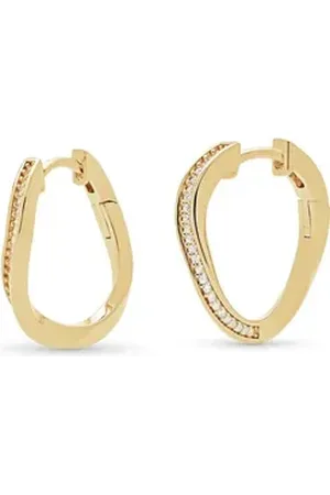 Jette Joop Paar Creolen Damen-Creolen 925er Silber 48 Zirkonia (Paar), TWISTED SUN gelb|goldfarben