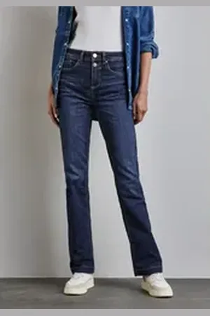 Street one Bootcut-Jeans mit Doppelknopf blau 32