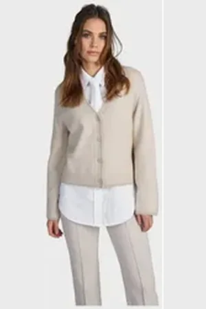 Marc Aurel Strickjacke mit Lurex-Details weiß 40
