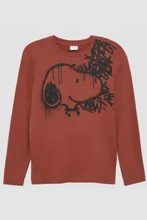 QS by s.Oliver Langarmshirt Langarmshirt mit Snoopy®-Print rot 134/140