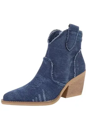 Ital-Design Damen Cowboyboots Western Westernstiefelette (88843809) Blockabsatz Stiefeletten in Blau blau 41 EU