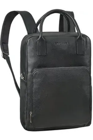 STILORD Notebookrucksack "Seraphine" XL Leder Rucksacktasche mit Laptop-Fach 15,6 Zoll Damen schwarz