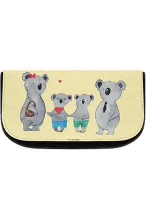 Mr. & Mrs. Panda Kosmetiktasche Koala Familie zwei - Gelb Pastell - Geschenk, Familienzeit, Koalafami (1-tlg), Flexible Verwendung gelb