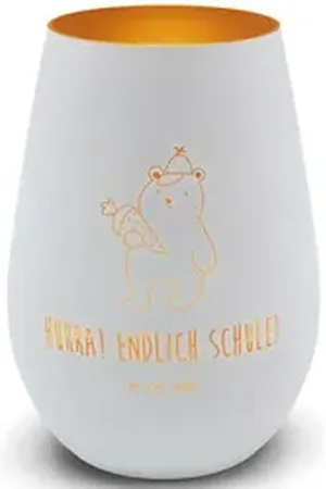 Mr. & Mrs. Panda Windlicht Bär Schultüte - Weiß - Geschenk, Schulanfang, Einschulung Geschenk, W (1 St), Inklusive Teelicht weiß