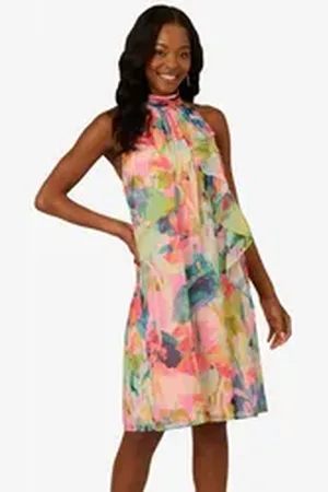 Adrianna Papell Etuikleid Halter Sheath Short Dress Urlaub, Brunch, Hochzeit, Anlass bunt 40