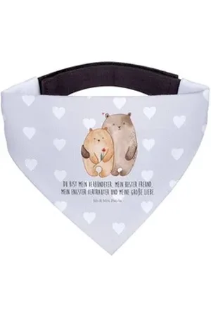 Mr. & Mrs. Panda Hundefliege Bären Liebe - Grau Pastell - Geschenk, Hundehalstuch, Freund, kuschel, Polyester grau L | 33 cm x 33 cm
