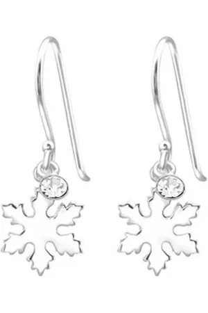 Bungsa Ohrring-Set Ohrhänger Schneeflocke mit Kristall aus .925 Silber Damen (1 Paar (2 Stück), 2-tlg), Ohrschmuck Ohrringe silberfarben