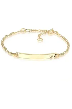 Elli Armband Kinder Herz Geburt Namens-Band 925 Silber, Figaro goldfarben