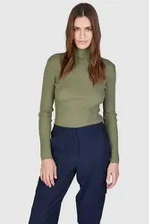 Marc Aurel Rollkragenpullover in Rippen-Optik grün 44