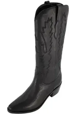 Ulla Popken Leder-Cowboystiefel 3 XL-Schaft Stickerei Weite H Stiefel schwarz 41 EU