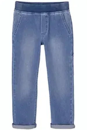 Vertbaudet 7/8-Caprijeans Jungen Cargohose, Denim-Style blau 140