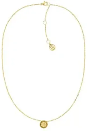 Tommy Hilfiger Kette mit Anhänger Schmuck Edelstahl Halsschmuck Ankerkette CRYSTAL, mit Glasstein gelb|goldfarben