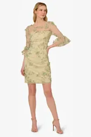 Adrianna Papell Etuikleid Floral Embroidery Sheath Dress Abend, Brunch, Hochzeit, Anlass grün 42