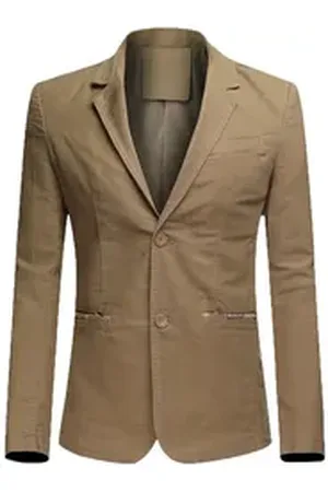 Allthemen Sakko Herren Baumwolle Jackett Sportlich Slim Fit Freizeit Blazer braun 48
