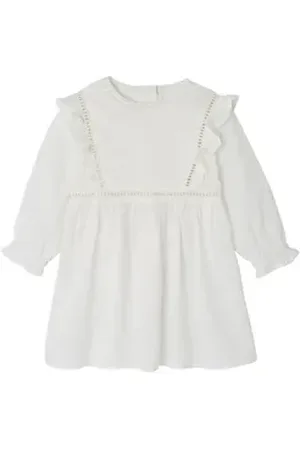 Vertbaudet Kleid & Leggings Festliches Baby-Set: Kleid, Spielhose & Mütze weiß 80