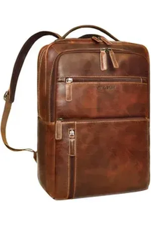 STILORD Notebook-Rucksack "Brad" Business Leder Laptoprucksack 15,6 Zoll Herren und Damen Groß braun