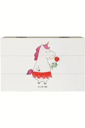 Mr. & Mrs. Panda Dekokiste Einhorn Dame 19 x 12 cm - Weiß - Geschenk, Abfuhr, Kiste, Einhorn Dek (1 St), Schöne Designs weiß 19 cm x 12 cm x 10 cm