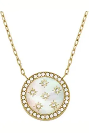 Fossil Collier Damen-Kette Edelstahl Glasstein goldfarben