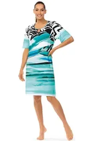 ASCAFA Strandkleid (Set, 1-tlg., Set) Damen Sommerkleid 95cm Jersey im Maritimlook blau|lila 38