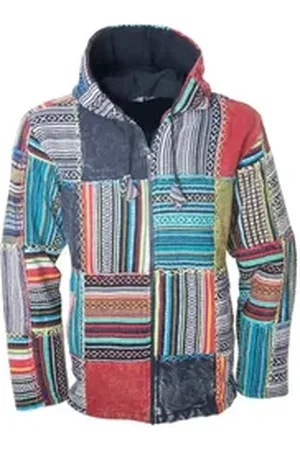 Kunst und Magie Kurzjacke KUNST&MAGIE Baja Jerga Unisex Patchwork Hoodie+Kapuze Jacke bunt 4XL