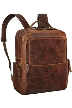 STILORD Notebook-Rucksack "Gino" Stilvoller Business Leder Rucksack für 15.6 - 17 Zoll Laptop braun