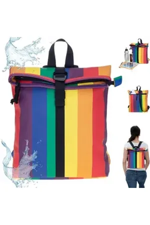 NEW REBELS Freizeitrucksack Damen klein Rucksack Handtasche Tasche, Reise Freizeit Bag wasserabweisend aus Plane + bagboom Etui bunt|schwarz