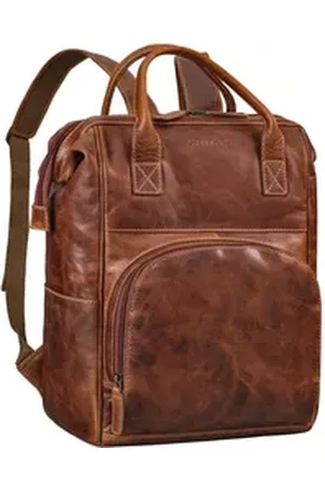 STILORD Notebookrucksack "Sia" Premium Damen Rucksack Leder Groß Laptoprucksack 15 15,3 Zoll braun
