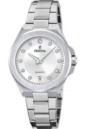 Festina Quarzuhr Mademoiselle F20700/1, Armbanduhr, Damenuhr, Edelstahlarmband, analog, Tag, Zirkonia (synth) silberfarben