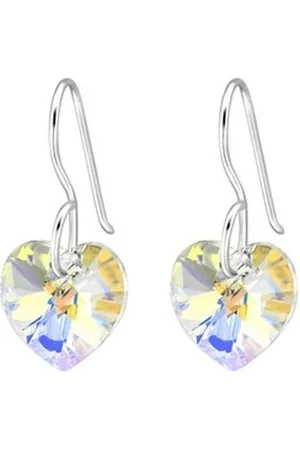 Bungsa Ohrring-Set Ohrhänger Herz mit LA CRYSTALE Kristall aus 925 Silber Damen (1 Paar (2 Stück), 2-tlg), Ohrschmuck Ohrringe silberfarben