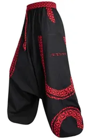 Kunst und Magie Haremshose Kunst&Magie Freizeit Haremshose Baumwolle Unisex-Für Sie&Ihn Baggy Goa rot|schwarz 3XL