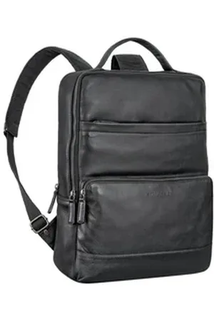 STILORD Notebook-Rucksack "Henning" Lederrucksack Herren und Damen mit Laptopfach 16 Zoll schwarz