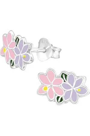 Bungsa Ohrring-Set Ohrstecker Blumen pink aus .925 Silber Kinder (1 Paar (2 Stück), 2-tlg), Ohrschmuck Ohrringe rosa