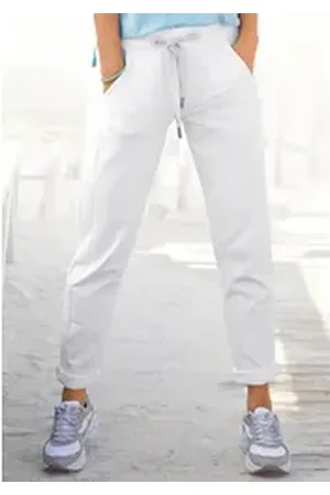 ELBSAND Sweathose Brinja mit Logoprint am Bund und Taschen, Jogginghose, Relaxhose weiß S (36)