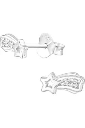 Bungsa Ohrring-Set Ohrstecker Kristall-Sternschnuppe aus .925 Silber Damen (1 Paar (2 Stück), 2-tlg), Ohrschmuck Ohrringe silberfarben