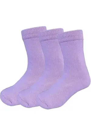 Yalion Langsocken Lange Socken weiche Kinder Socken mit Vollplüsch einfarbig atmungsaktiv lila EU 15/16