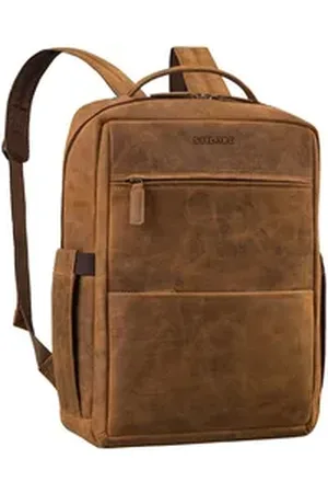 STILORD Notebookrucksack "Nordico" Businessrucksack Herren Groß Leder - Laptopfach 16 Zoll braun
