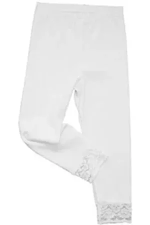 Hermko Caprileggings 52722 Mädchen Capri-Leggings mit Raschelspitze am Abschluss weiß 116