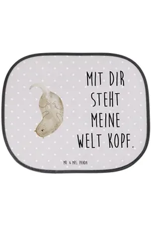 Mr. & Mrs. Panda Sonnenschutz Otter Kopfüber - Grau Pastell - Geschenk, Otter Seeotter See Otter, S, Seidenmatt, Einzigartiges Design grau