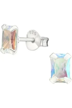 Bungsa Ohrring-Set Ohrstecker Kristall Baguetteform aus 925 Silber Damen (1 Paar (2 Stück), 2-tlg), Ohrschmuck Ohrringe silberfarben