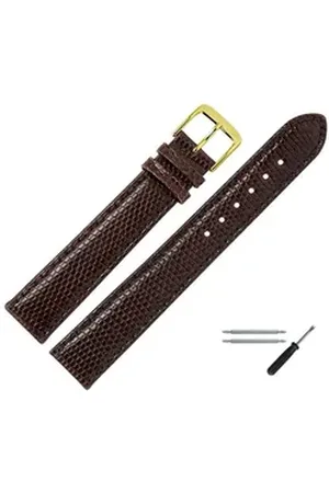 MARBURGER Uhrenarmband 14mm Leder XL Extra Lang Eidechse Schuppung braun
