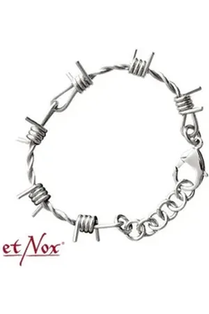 etNox Armkette Stacheldraht Armband: Edelstahl Schmuck von (Set, inkl. Schmuckbeutel) silberfarben